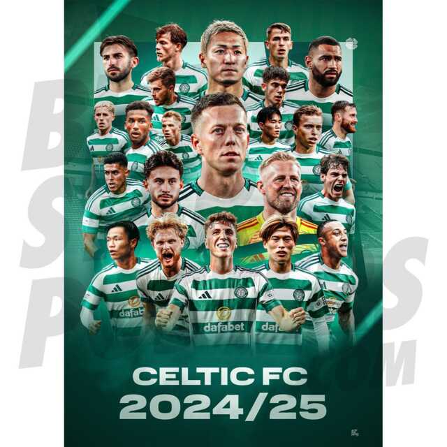 Celtic Fc 24/25 Squad Montage Poster - Officially Licensed Product A4/ A3/A2 + Framed Option - image 1