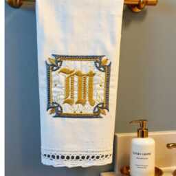Fleur De Lis Pearl Monogram Guest Towel Scalloped Lace Edge - thumbnail 3