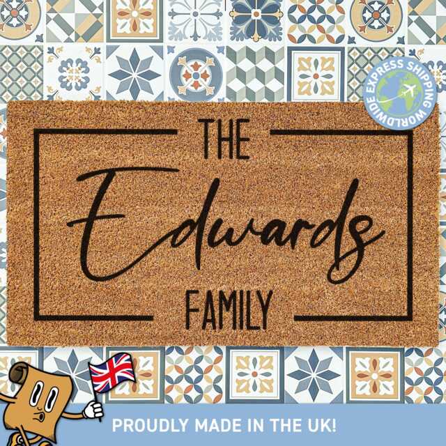 Custom Family Name Doormat, Personalised Rug, Wedding Engagement Gifts, Housewarming Closing Home Decor Gifts - image 1