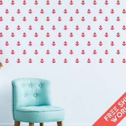 Anchor Sailor Boat Red Wall Decals Decor Stickers Nursery Baby Boy Modern & Scandinavian - Sets Of 25 - thumbnail 4