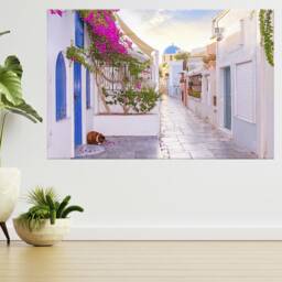 Santorini Island Sunset Greece Village 3D View Wall Sticker Poster Decal A988