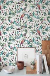 Classic Birds Wallpaper, Removable On Branch Mural, Peel & Stick, Self Adhesive, Wall Decor, Decal, #140