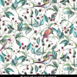 Classic Birds Wallpaper, Removable On Branch Mural, Peel & Stick, Self Adhesive, Wall Decor, Decal, #140 - thumbnail 3