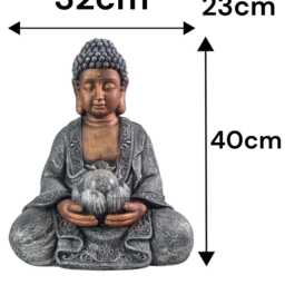 Large Copper & Silver Effect Cross-Leg Buddha Garden Decoration With Solar Light - thumbnail 3