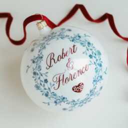 Personalized Newlywed Chinoiserie Watercolor Frame Glass Christmas Ornament - thumbnail 4