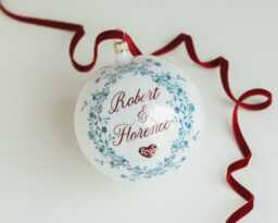 Personalized Newlywed Chinoiserie Watercolor Frame Glass Christmas Ornament - thumbnail 1