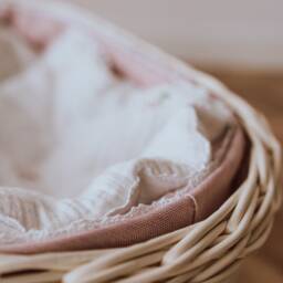 Handmade Wicker Doll Cradle With Bedding Eco-Friendly Beech Wood - thumbnail 2