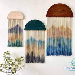Ombr?? Macrame Wall Hanging Modern Fiber Art With Wood Accent - thumbnail 2