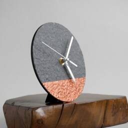 Modern Mantel Clock For Minimalist Eco-Friendly Interior, Industrial Recycled Paper Table Decor, 1st Anniversary Gift Couple - thumbnail 2