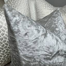Decorative Cushion Cover - Throw Pillow Double Sided Crushed Velvet Silver/Grey, Sofa, Bed Iliv Fabric - thumbnail 3