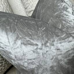 Decorative Cushion Cover - Throw Pillow Double Sided Crushed Velvet Silver/Grey, Sofa, Bed Iliv Fabric - thumbnail 4