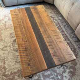 Reclaimed Coffee Table + 4 Hairpin Legs, Upcycled Table, Rustic & Solid Furniture - thumbnail 4