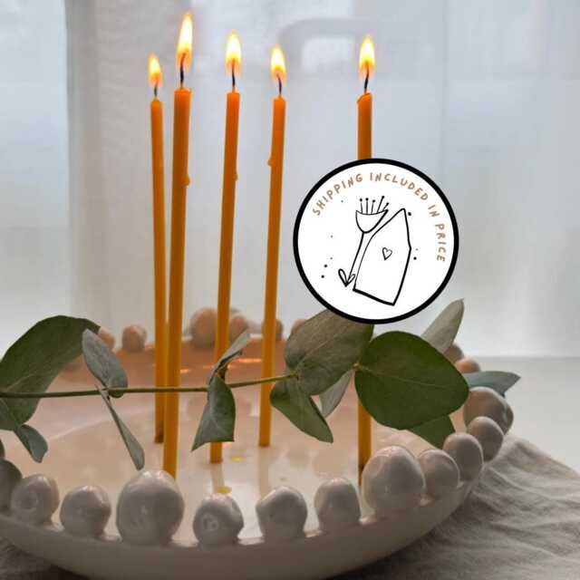 Pure Beeswax Candles/ Honey Scented Decorative Thin Taper For Birthdays, Church Prayers/ Drip Free & Smokeless/ - image 1