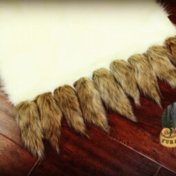 Faux Fur Sable Brown Bear Skin Rug With Coyote Tail Fringe - thumbnail 3