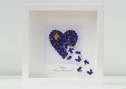 Memorial Butterfly Art Individually Handmade Unique Framed 3D Heart, Choice Of Colours - thumbnail 1