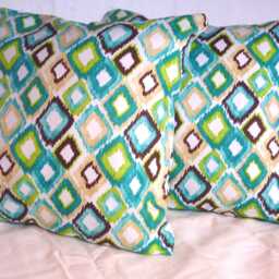 Turquoise, Brown, White, & Chartreuse Ikat Pillow Cover - thumbnail 4
