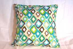 Turquoise, Brown, White, & Chartreuse Ikat Pillow Cover - thumbnail 1
