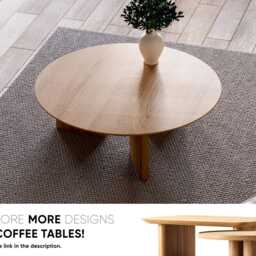 Nesting Round Coffee Table - Unique Coffee Table Set Solid Oak Japandi - thumbnail 4