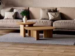 Nesting Round Coffee Table - Unique Coffee Table Set Solid Oak Japandi