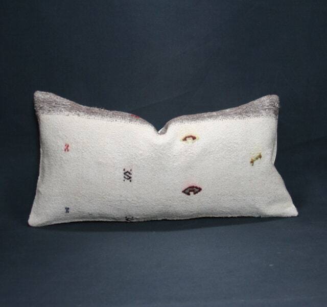 "Kilim Pillow, Wool Kilim Cousin From Anatolia , 30x60 cm, 12""x24" - image 1