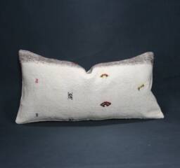 "Kilim Pillow, Wool Kilim Cousin From Anatolia , 30x60 cm, 12""x24" - thumbnail 1