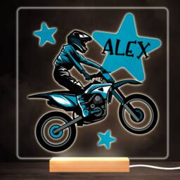 Motorbike Motocross Bike Colourful Square Personalised Gift Led Lamp Night Light - Bedroom