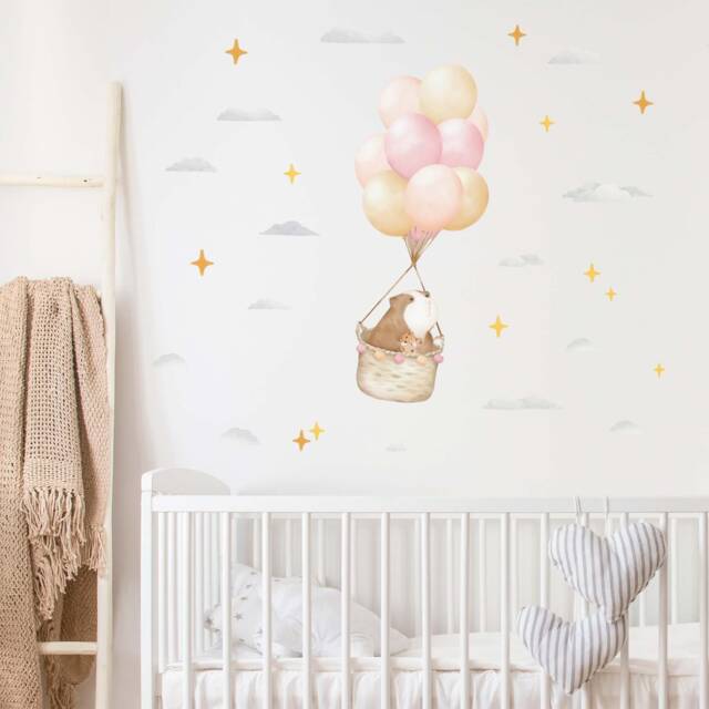 Balloon Guinea Pig Wall Decal, Plastic-Free Kids Room Wall Stickers - image 1