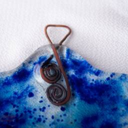 Blue Glass Hamsa Hand, Judaica Wall Art, Decor, Home Blessing, Peace Gifts, Inspirational Jewish Art - thumbnail 2