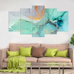 Marble Ink Painted Golden Canvas Gilded Poster Multi Panel Wall Art Abstract Watercolor Prints Multicolor Modern - thumbnail 2