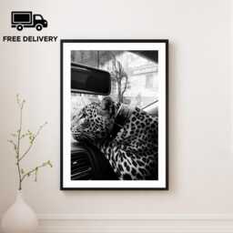 Vintage Leopard Poster Print, Luxury Fashion, Fine Art Photography Wall Art, Museum Quality Classic Animal Black & White - thumbnail 1