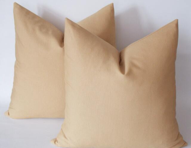 Light Brown Cotton Canvas Pillow Cover Set Decorative Throw Cushion - image 1