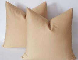 Light Brown Cotton Canvas Pillow Cover Set Decorative Throw Cushion - thumbnail 1