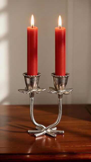 Handmade Daffodil Minimalist Pewter Double Candlestick Holder, Inspired By Nature, Decor - image 1
