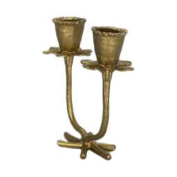 Handmade Daffodil Minimalist Pewter Double Candlestick Holder, Inspired By Nature, Decor - thumbnail 3