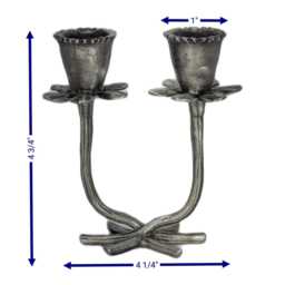 Handmade Daffodil Minimalist Pewter Double Candlestick Holder, Inspired By Nature, Decor - thumbnail 2