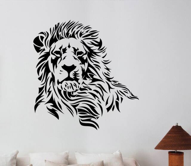 Lion Wall Decal Vinyl Sticker Face Head Art African Animal Home Housewares Kids Living Room Bedroom Decor Poster Gift Mural Ln4 - image 1