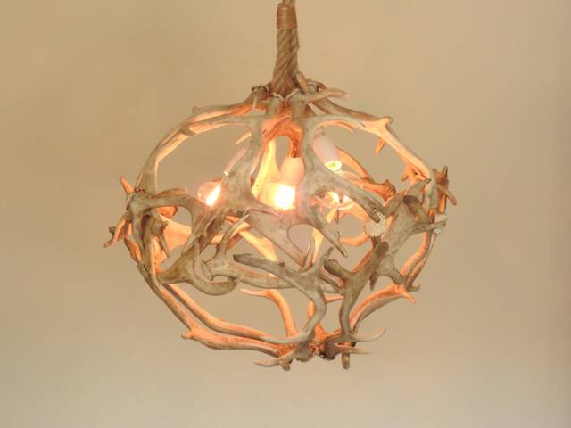 Real White, Modern Antler Chandelier in Bubble Shape - image 1