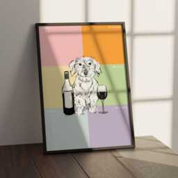 Wirehaired Dachshund Wall Art, Drawing, Dog Lovers Gift, Wirehair Dachshund Poster, Customisable Colour - thumbnail 2