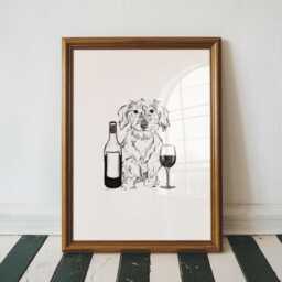 Wirehaired Dachshund Wall Art, Drawing, Dog Lovers Gift, Wirehair Dachshund Poster, Customisable Colour - thumbnail 1