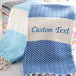 Personalized Beach Towel, Custom Name Embroidery, Oversized Bath Sheet, Turkish Pestemal - thumbnail 2