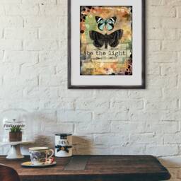 Be The Light, Butterfly Series, Print To Be Framed - Ptbf Shawn Petite, Wall D??cor, Mixed Media, Stencils, Art - thumbnail 2