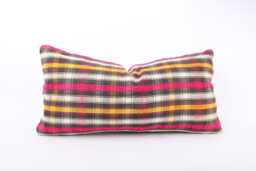 Handmade Kilim Pillow Cover Vintage Turkish Wool Lumbar Cushion - 12x24