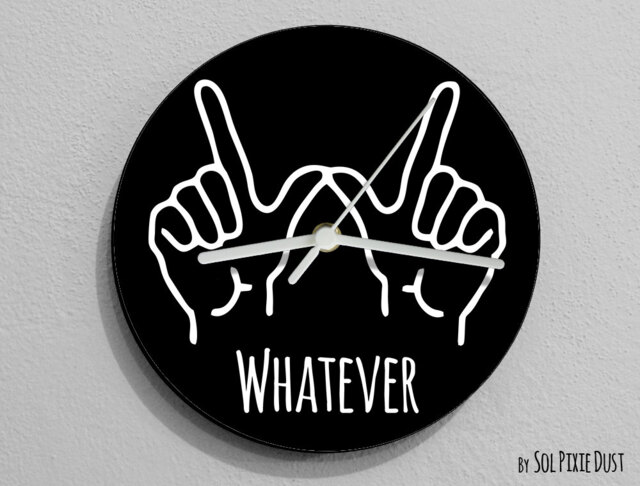 Whatever Hand Symbol/Round Black - Wall Clock - image 1
