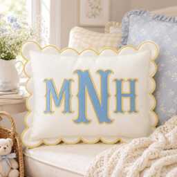 Custom Embroidered Monogram Pillowcases, Baby Room Decor, Name Nursery Decor Cushion, Dorm Pillow, Slumber Party Gift - thumbnail 1