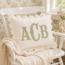 Custom Embroidered Monogram Pillowcases, Baby Room Decor, Name Nursery Decor Cushion, Dorm Pillow, Slumber Party Gift - thumbnail 3