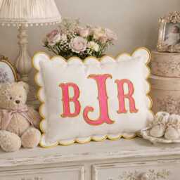 Custom Embroidered Monogram Pillowcases, Baby Room Decor, Name Nursery Decor Cushion, Dorm Pillow, Slumber Party Gift - thumbnail 2