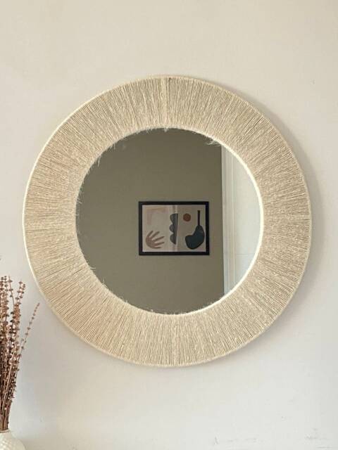 Soft Handmade Mirror , Natural Boho Home Decor Jute Vanity Kids Room Chirstmas Gift Next Day Shipping - image 1