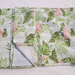 Kantha Quilt Gudri, Handmade Ethnic Stitch Decorative Gudri Print King Size , Indian Bohemian Bedspread - thumbnail 3