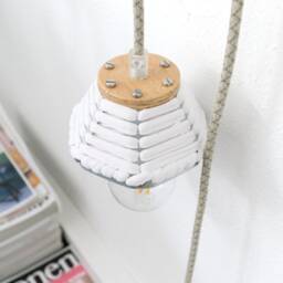 Mini Pendant Lamp - Handmade Lamp Pendant Accessory Living Interior Metal Wood Fabric Cotton Textile Band - thumbnail 2