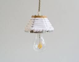 Mini Pendant Lamp - Handmade Lamp Pendant Accessory Living Interior Metal Wood Fabric Cotton Textile Band